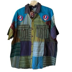 Jayli Patchwork Grateful Dead Embroidered Hippie Large Shirt